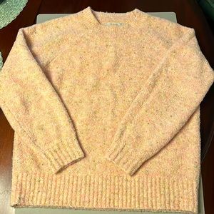 Loft Sweater Small Pink with green heathering